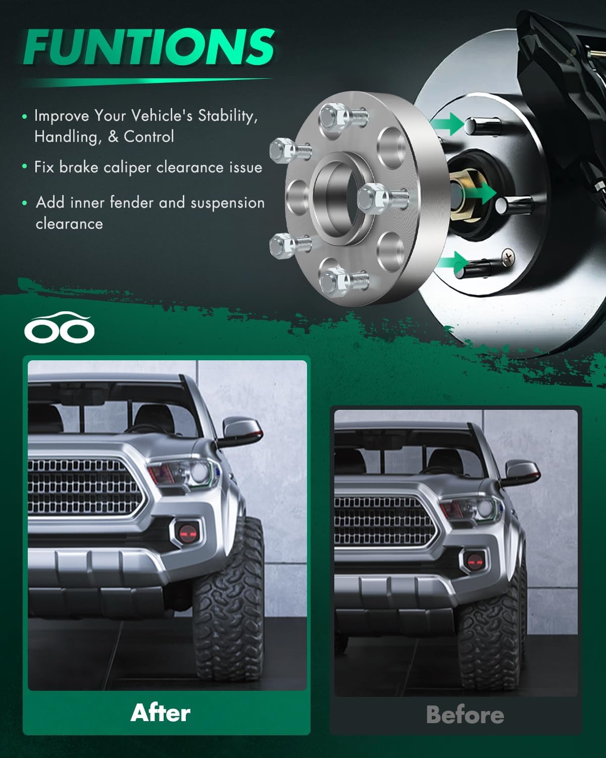 SCITOO 2Pcs Wheel Spacers 1.25 inch 5x5 Bore 71.5mm Studs 1/2 5 Lug Wheel Spacers Adapters Fit for for Jeep for Grand Cherokee for Jeep Wrangler for Jeep Commander