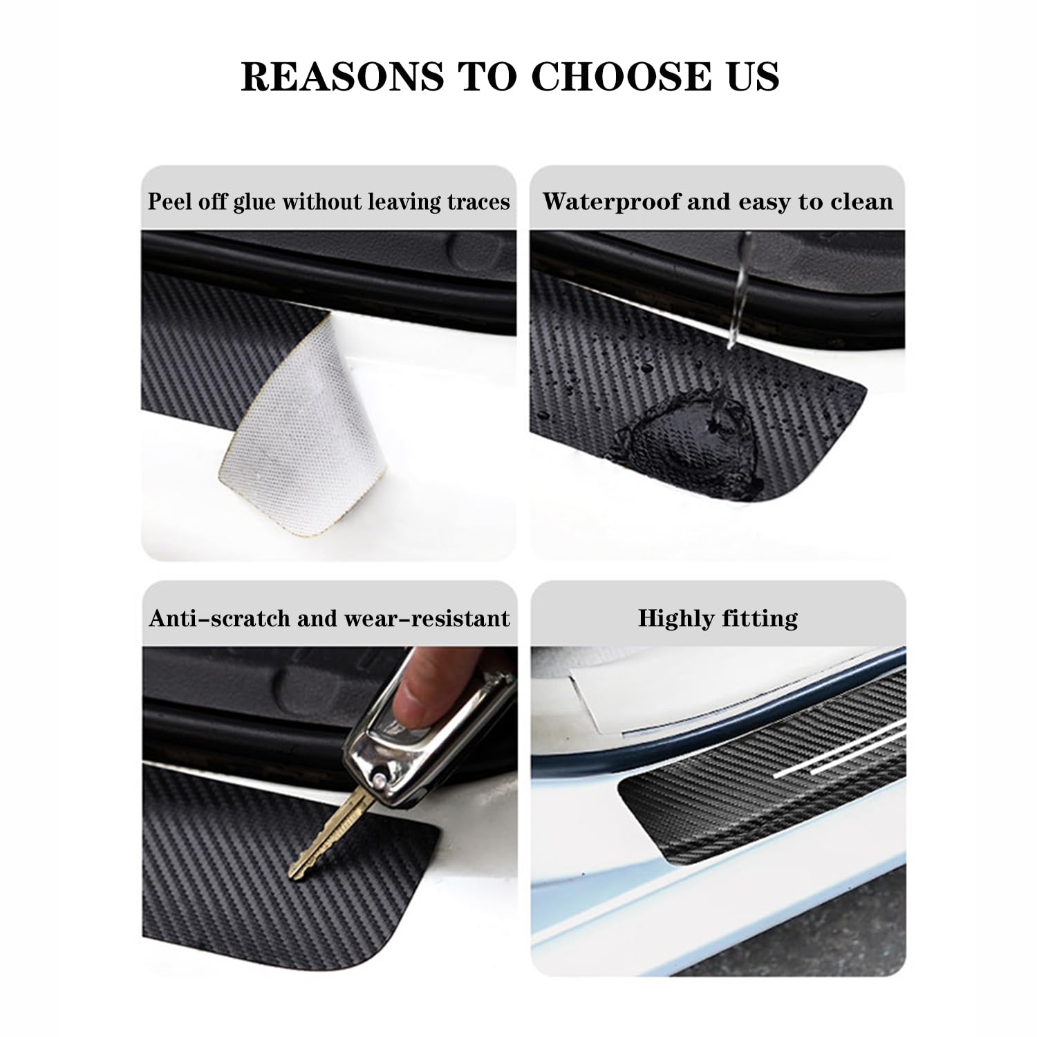 Generico 4 Pezzi Auto Fibra di Carbonio battitacco Protector Sticker per Fiat Ducato, Anti-Graffio Scuff Adesivi Styling Protezione Accessori