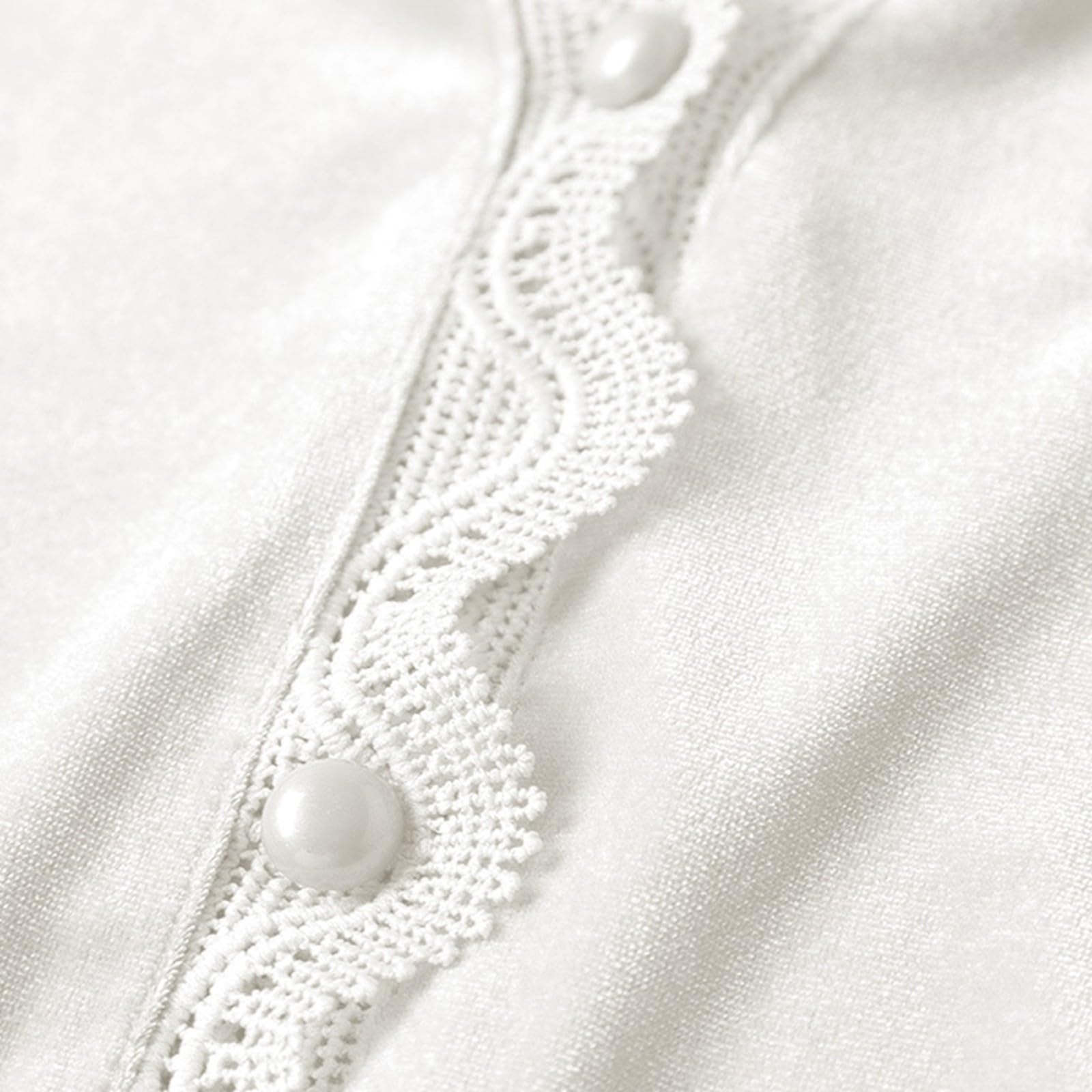 Generico Pigiama Lungo Donna Autunno，Elegante Set Pigiama Donna con Scollo a V e Decorazioni in Pizzo per Un Confort Domestico Lussuoso e Indimenticabile