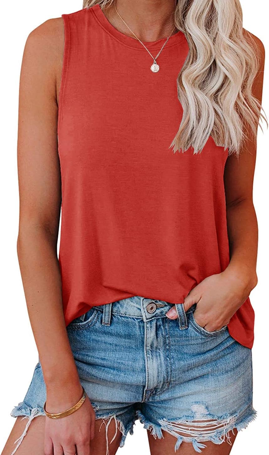 JAWINT Women's Casual Tank Tops Summer Crewneck Sleeveless Tunic Flowy Loose Shirts