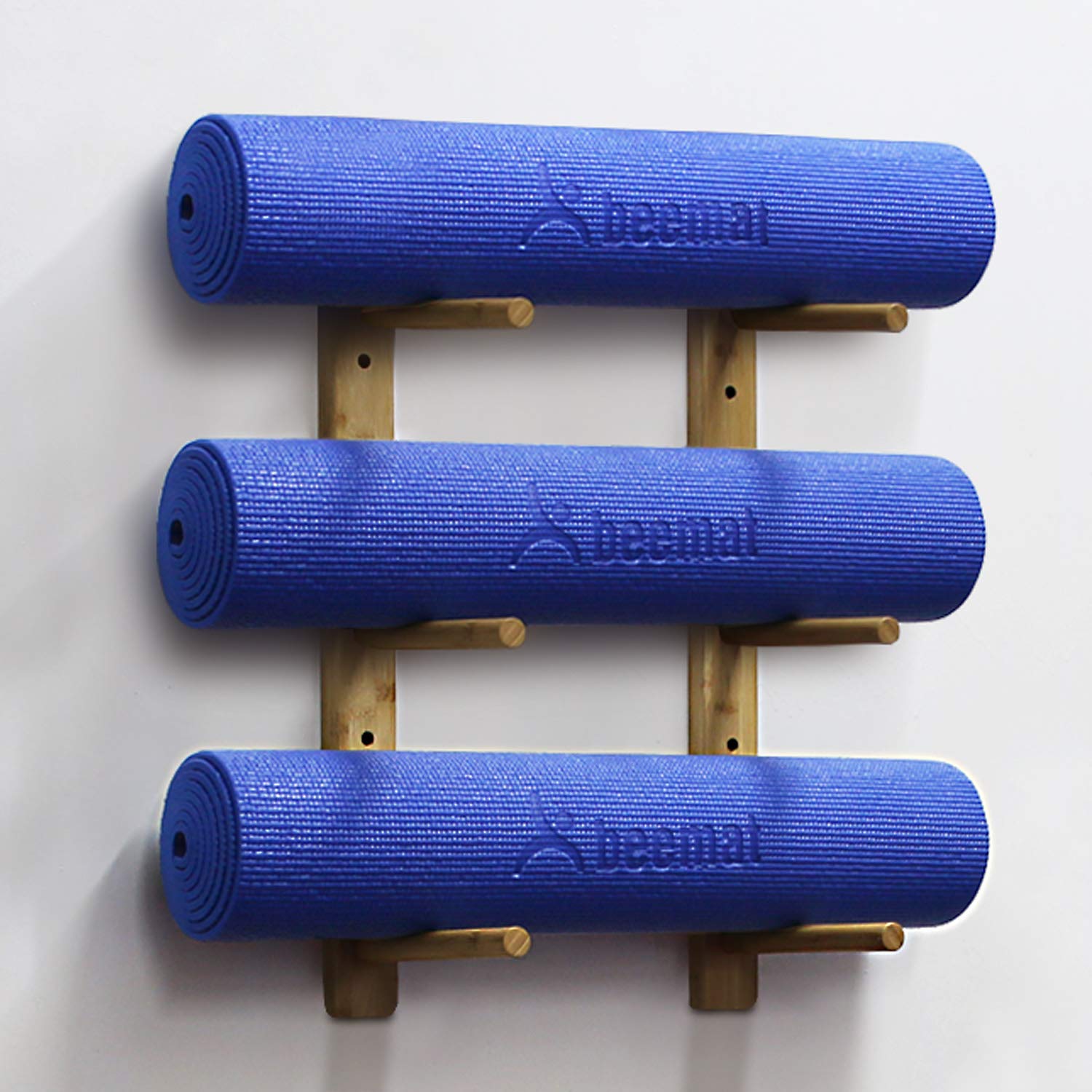 BEEMAT Yoga Mat Wall Storage Rack • Holds 3 | 6 | 12 Yoga Mats • Wall Mounted (Holds 3 Mats)