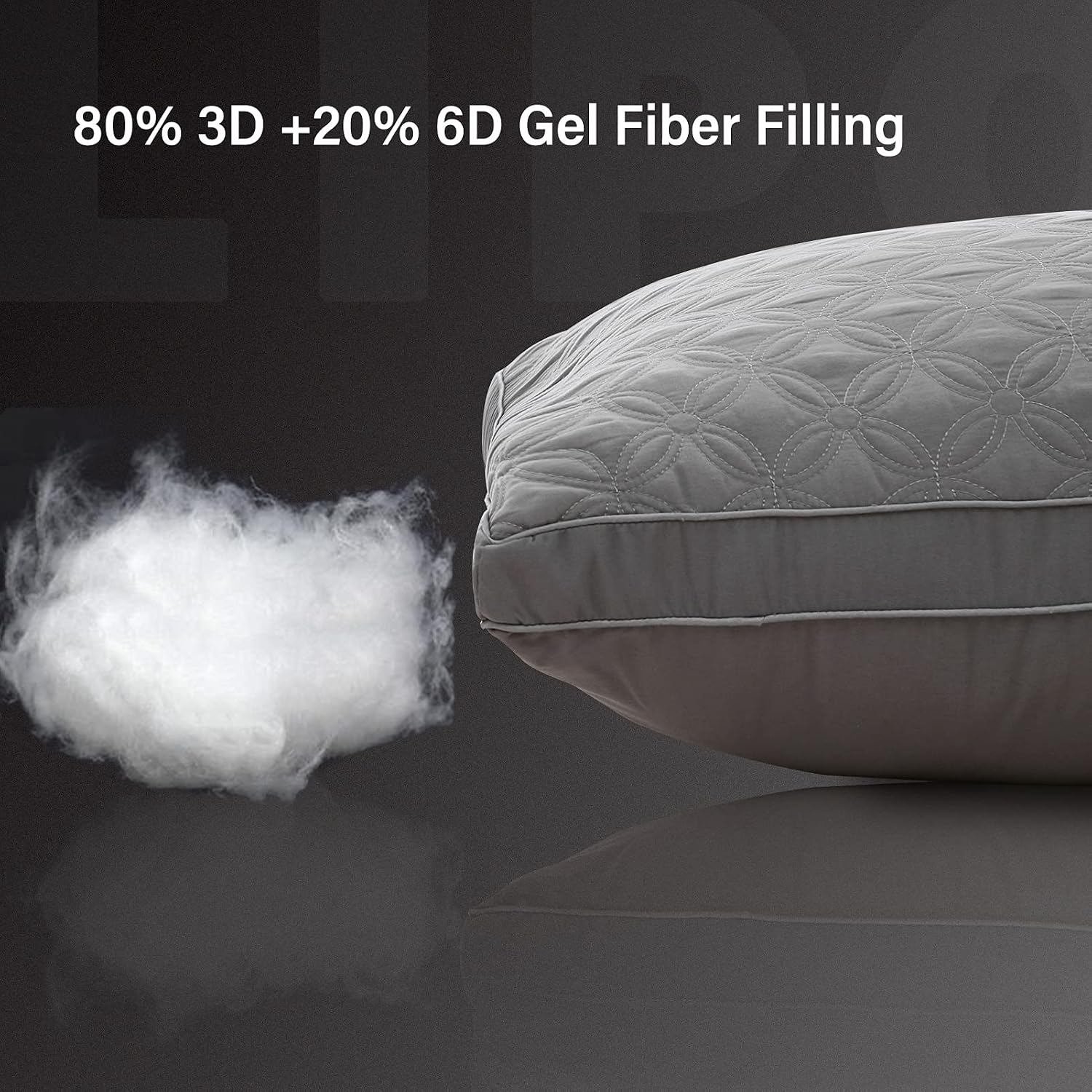 Lipo Quilted Full Body Pillow - Premium Adjustable Pillows for Comfortable Sleep with 100% Cotton Pillowcase - Soft & Supportive for Back and Side Sleepers - Grey - 21"×54"