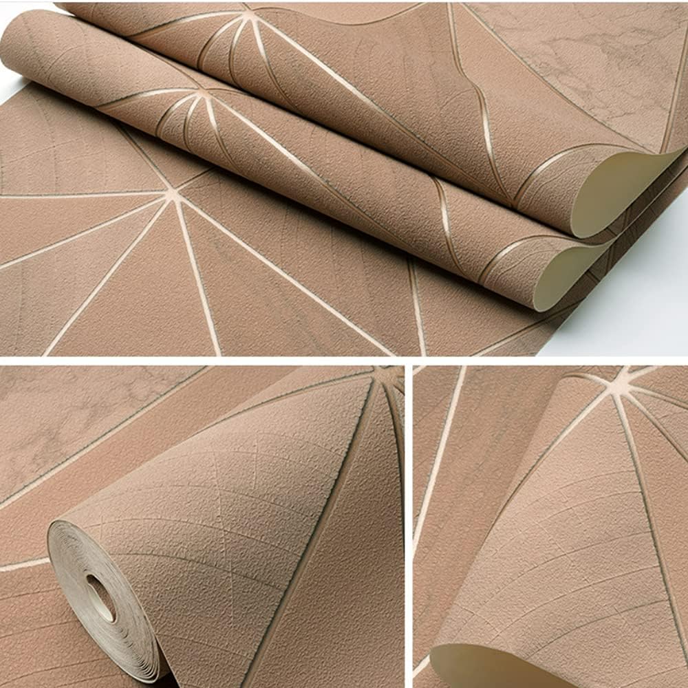North European American Postmodern 3D Texture Polygon Rhombus Deerskin Velvet Non-woven Wallpaper Living Room Bedroom Dining Room TV Background Wall 20.87"Wx393.7"L Non-Pasted (Light coffee)