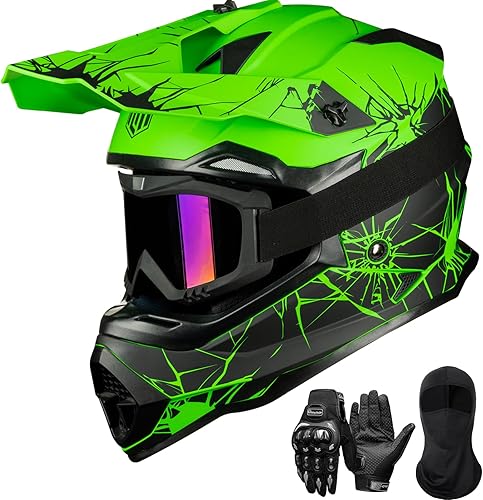 ILM - Cascos para bicicleta de tierra para adultos, hombres y mujeres, para motocross, ATV, todoterreno, con gafas, guantes, máscara, modelo DOT