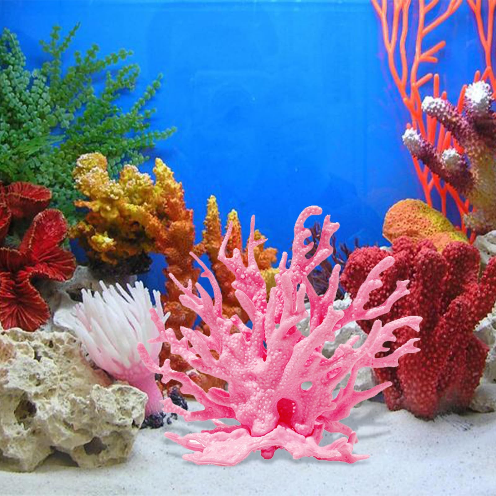 Corallo Artificiale Gamberetti Pianta Acquario Decorazione Paesaggio Acquatico (Rosa)
