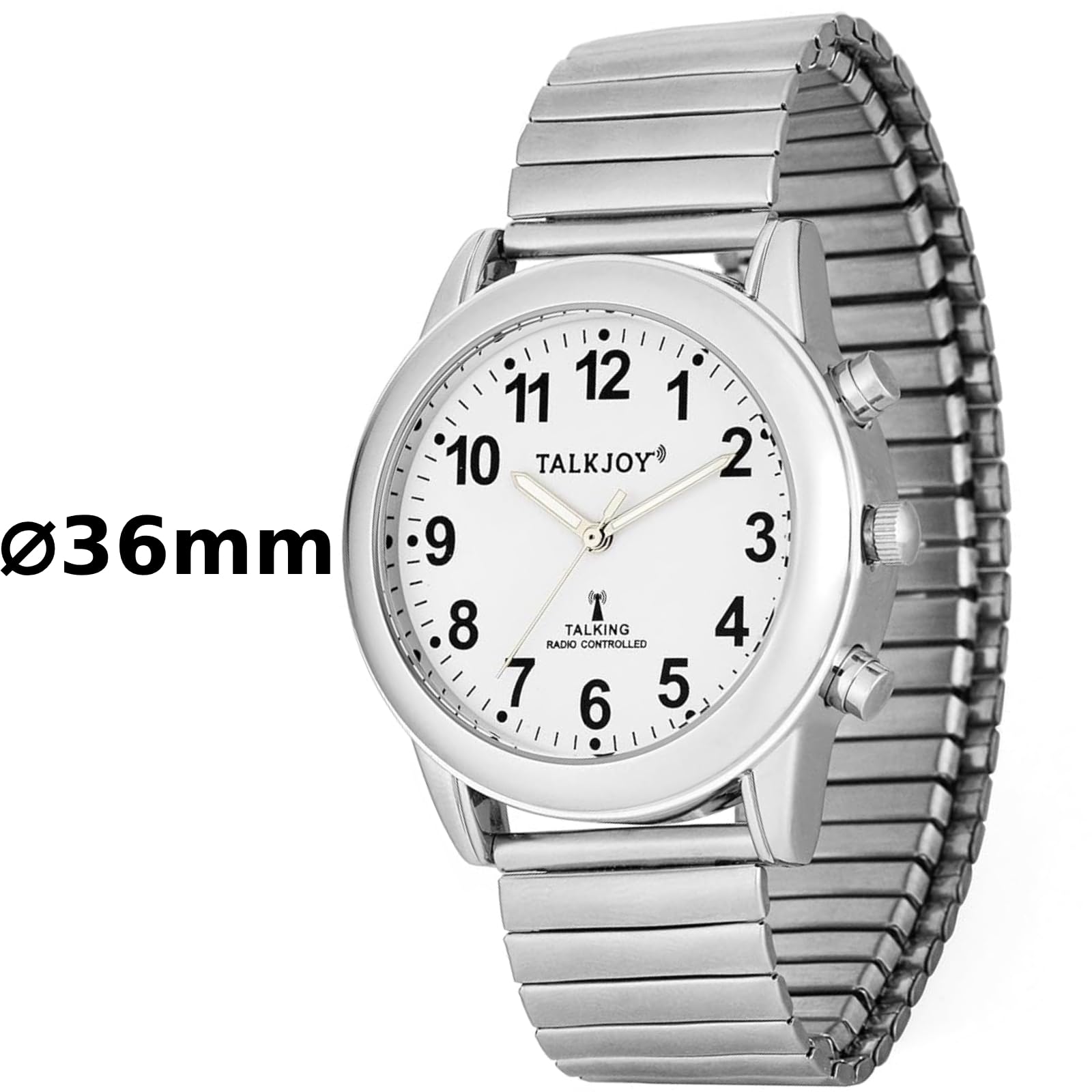 Sprechende Armbanduhr Damen Silber, Blindenuhr mit Deutscher, lauter Sprachausgabe, Uhrzeit & Datum auf Knopfdruck, Seniorenuhr mit Wecker & Metallzugarmband