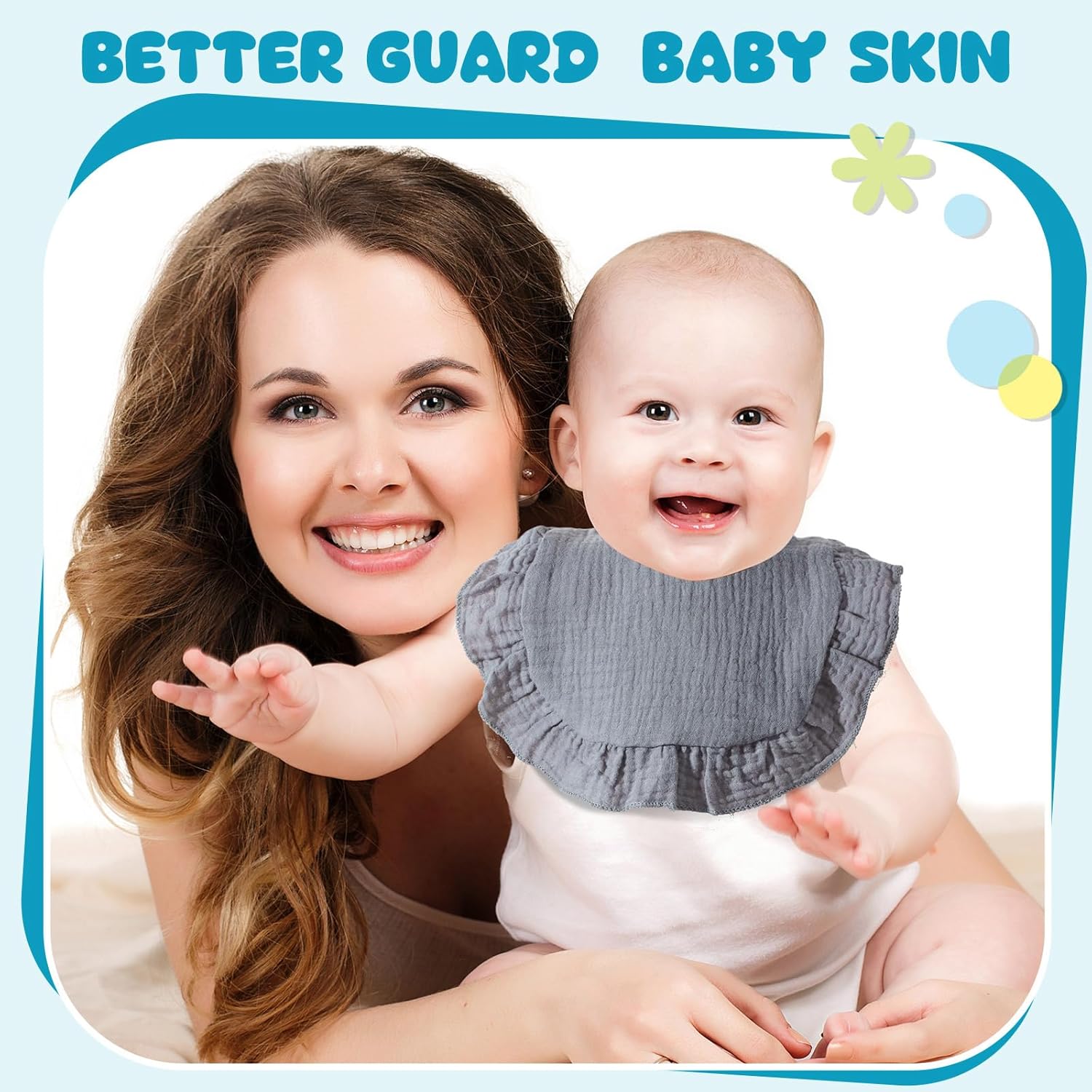 Frienda 10 Pcs Muslin Baby Bibs Cotton Bandana Drool Bib Baby Burp Cloths Drool Teething Bibs for Newborn Baby Girl Boy (Light Color) image 6 of 7 B0BXXGP6HP