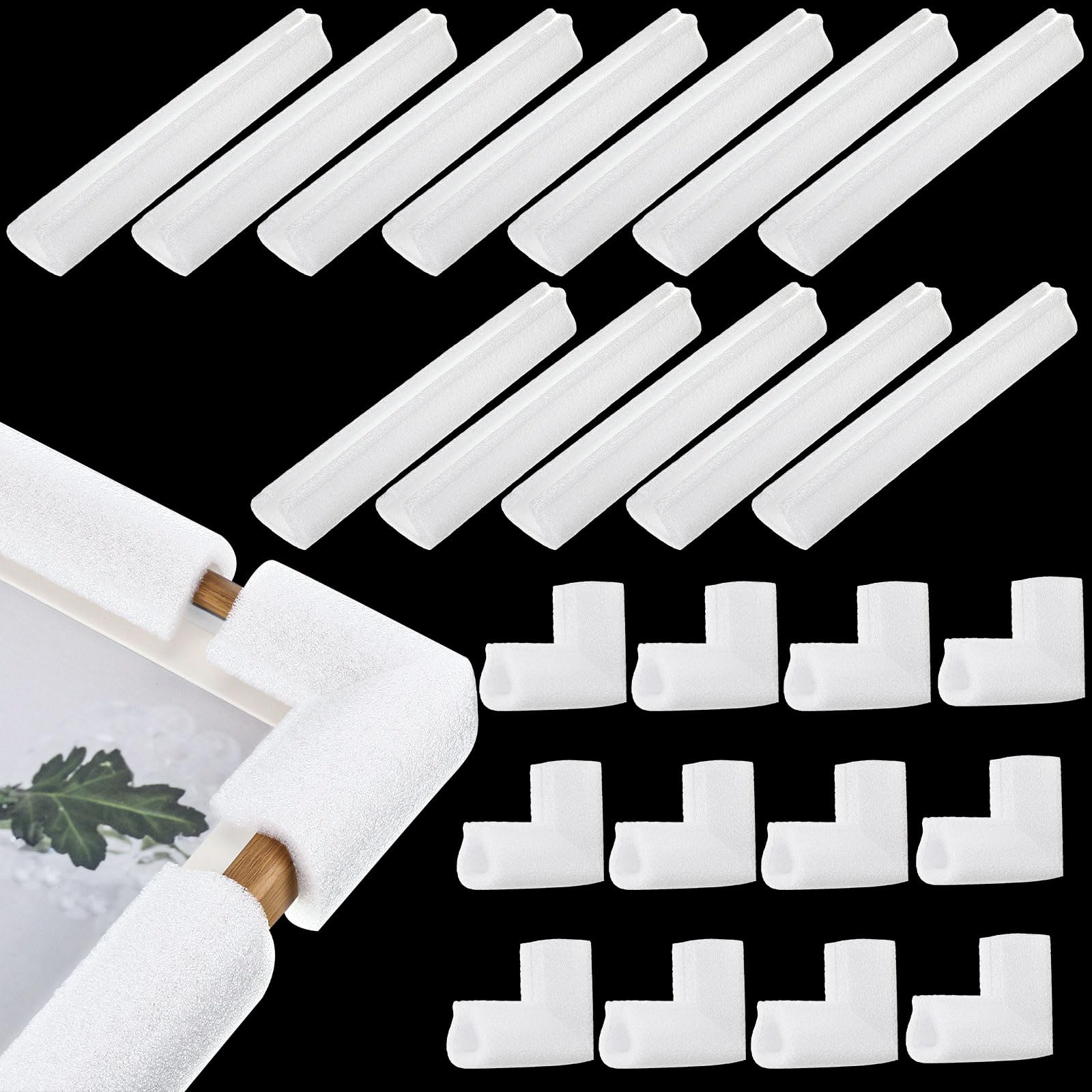 Landical 24 Pcs TV Moving Foam Corner Protectors Mirror Picture Frame Shipping Moving Packaging Protection Cushioning Foam Sets Corner Furniture Edge
