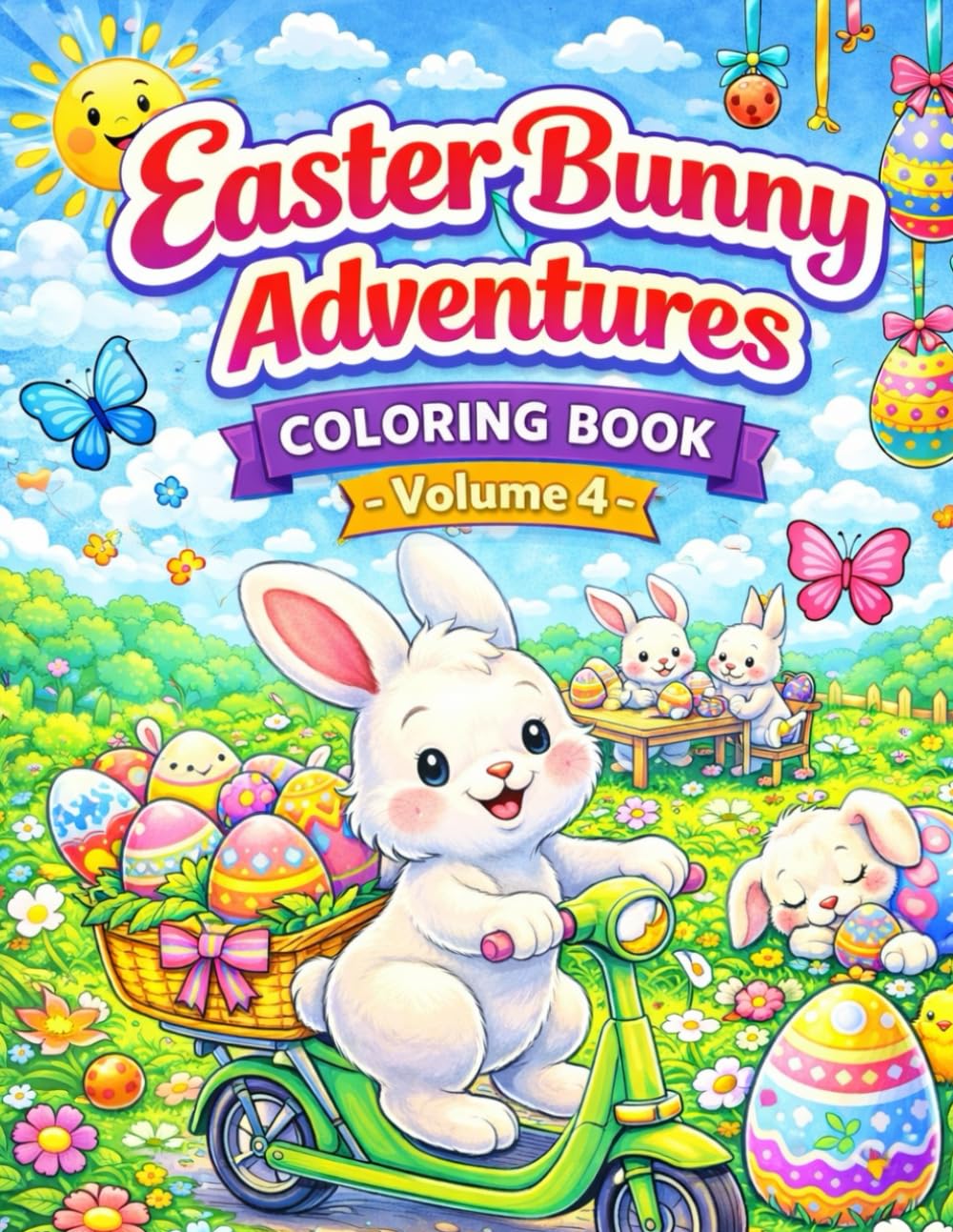 Easter Bunny Adventures Coloring Book – Volume 4: Cute Easter Bunny & Spring Coloring Pages for Kids Ages 3–8 (Ester bunni Coloring book)