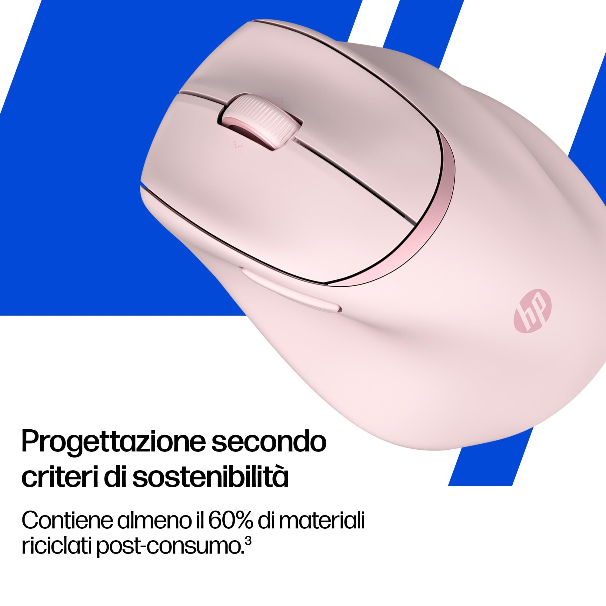 HP Tilt 720M, Mouse Wireless Ergonomico, Bluetooth, Rosa | Inclinazione Semi-Verticale a 21°, Ricarica Rapida, Windows, macOS, ChromeOS, iPadOS, Android