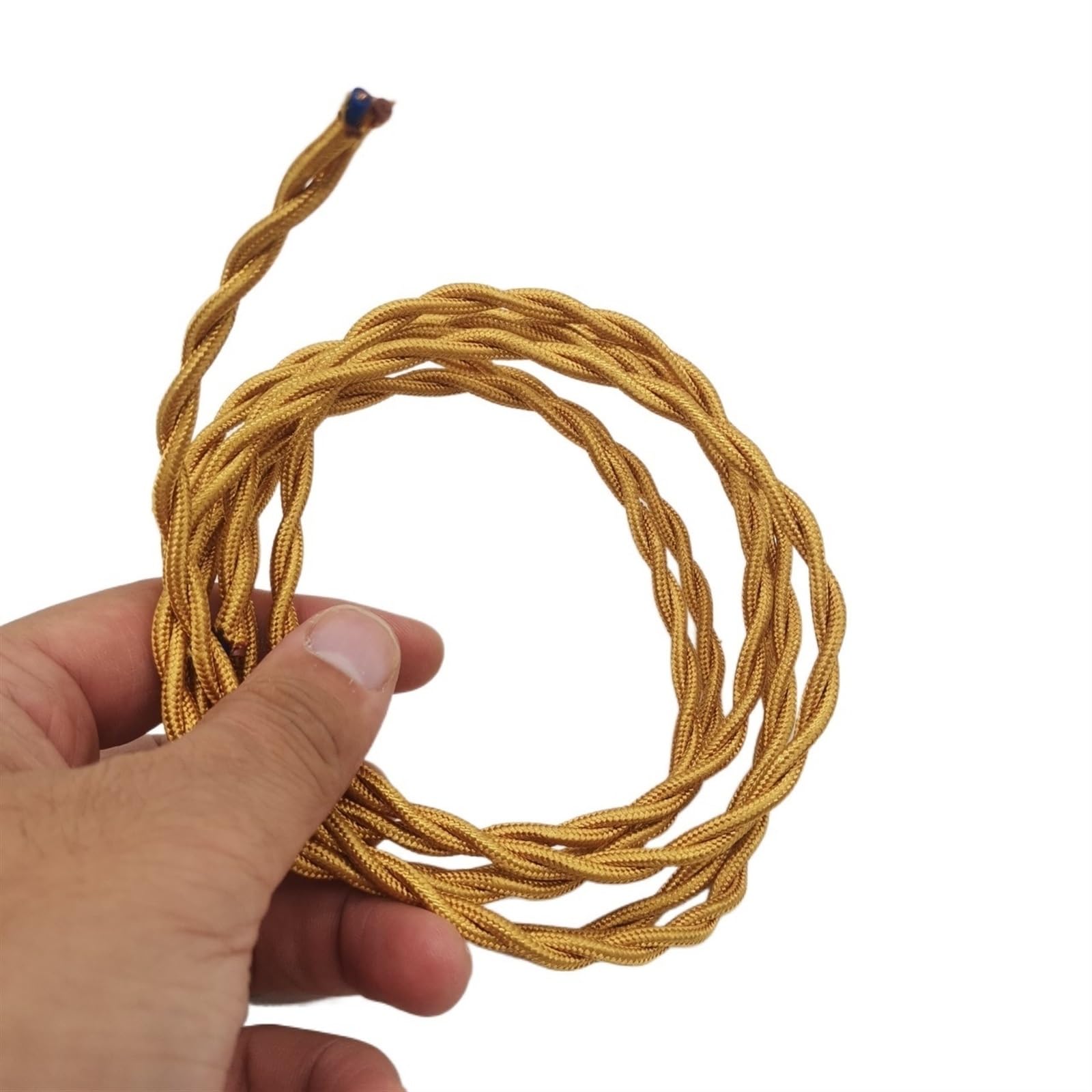 fil électrique, Câble d'éclairage textile à 2 conducteurs x 0,75 mm, conducteur en(Gold,50 meter)