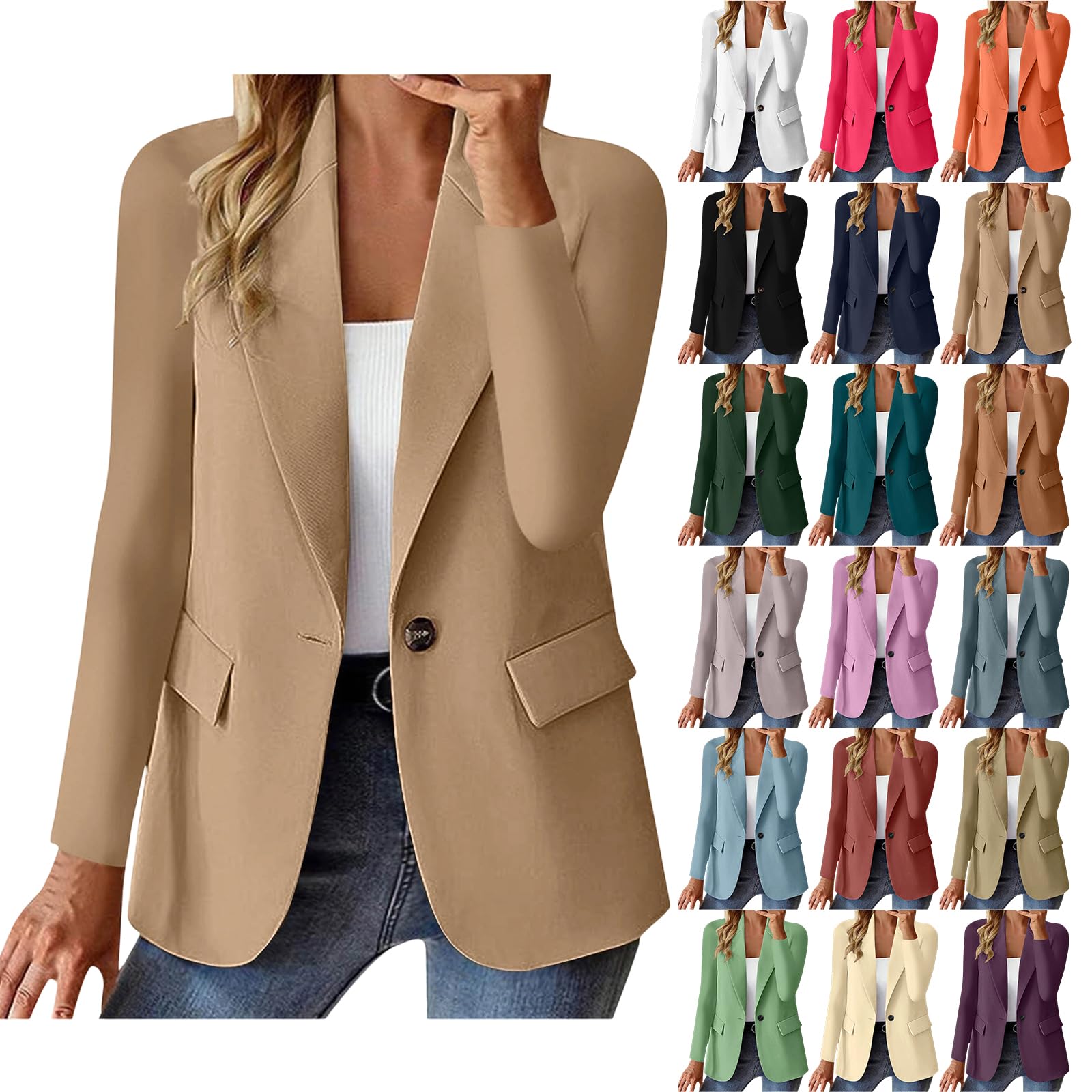 Aymnlox Womens Blazers for Work Casual Spring Fall Long Sleeve Open Front Business Work Office Dressy Suit Jackets