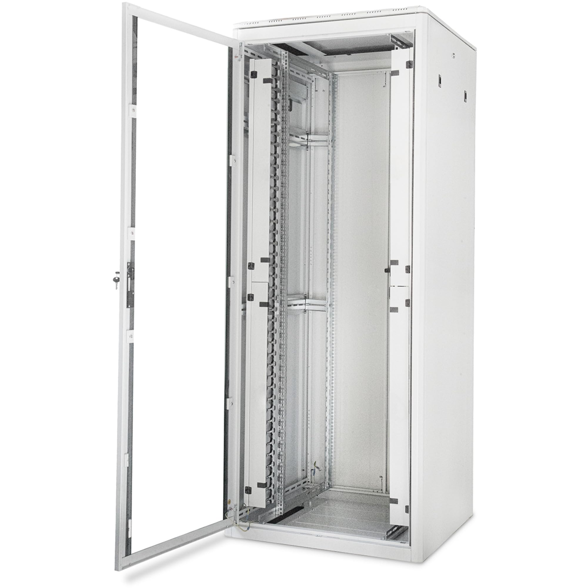 DIGITUS Armoire réseau - 19 Pouces Rack 42U - 80x100 cm - série Varioflex-N - capacité de Charge 1200 kg - Profondeur utile 770 mm - Porte Avant vitrée - Gris