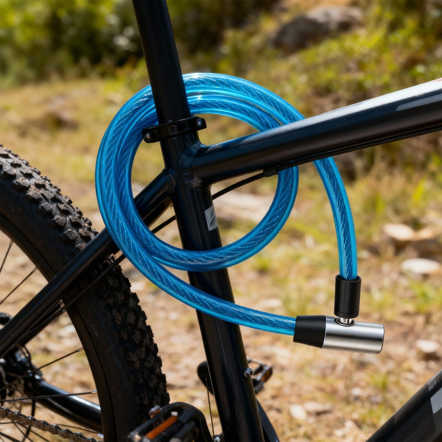 Zapięcie rowerowe 60 cm/11 mm, zabezpieczenie przed kradzieżą, zapięcie rowerowe, zamek spiralny z 2 kluczami, do roweru trójkołowego, motocykla, skutera, niebieskie