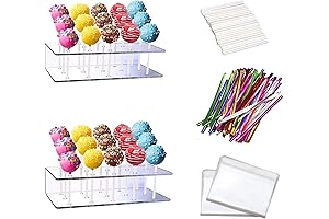 2PCS Clear Acrylic Cake Lollipop Display Stand with 100 Candy Sticks, 100...