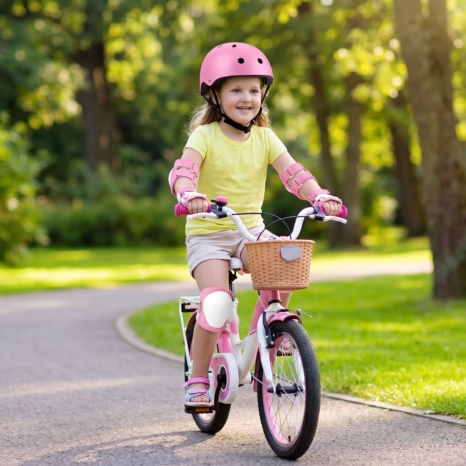 Knieschoner Kinder mit Helm, 7er Set Schoner Inliner Kinder, Schonerset Kinder 3-12 Jahre, Verstellbare Knieschützer Protektoren Kinder Schutzausrüstung für Inliner Skateboard Fahrrad Roller