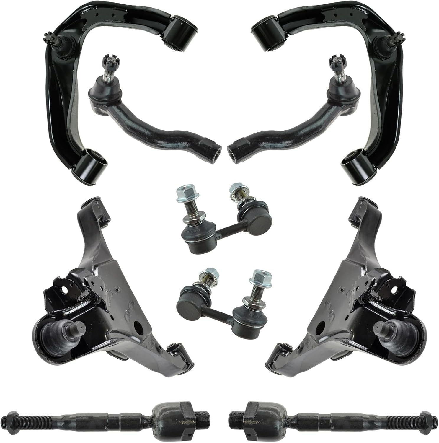 TRQ Front Steering & Suspension Kit Control Arm with Ball Joint Sway Bar Stabilizer Link Tie Rod Compatible with Nissan Suzuki