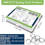 Spring Kit d'assortiment de rondelles de serrure(1000 Boîte),M2 M2.5 M3 M4 M5 M6 M8 M10 M12 Set de rondelle à écluses métrique,304 Laveurs de serrure en acier inoxydable pour boulons