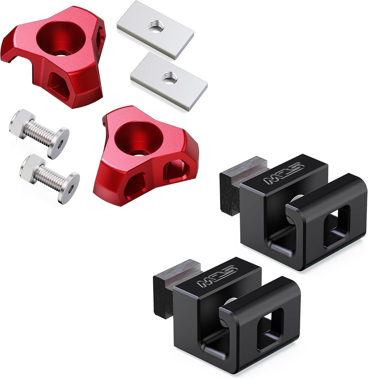 MZS Tundra Tie Down Anchors, Heavy Duty Cargo Tie Down Hooks + Bed Rail Cleats Compatible with 2007-2026 Tundra 2nd 3rd Gen Pickup (Red+Black,4Pcs)