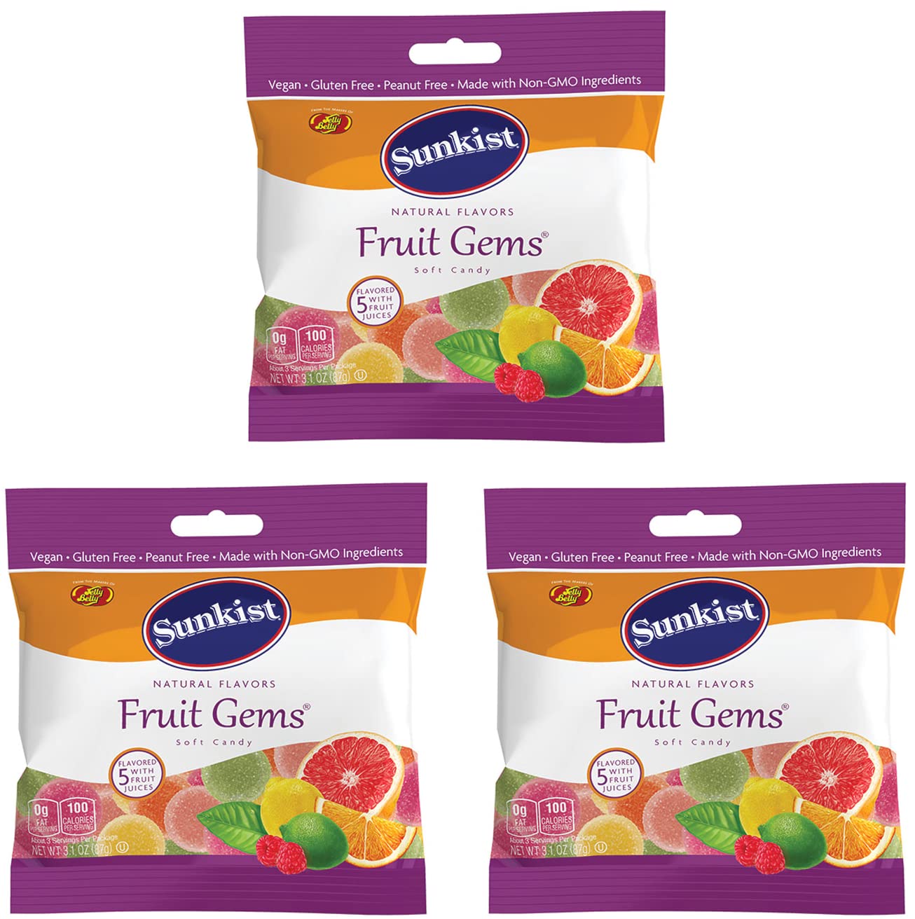 Bulk Candy Sunkist Fruit Gems Soft Candy, 3.1 Ounces (Pack