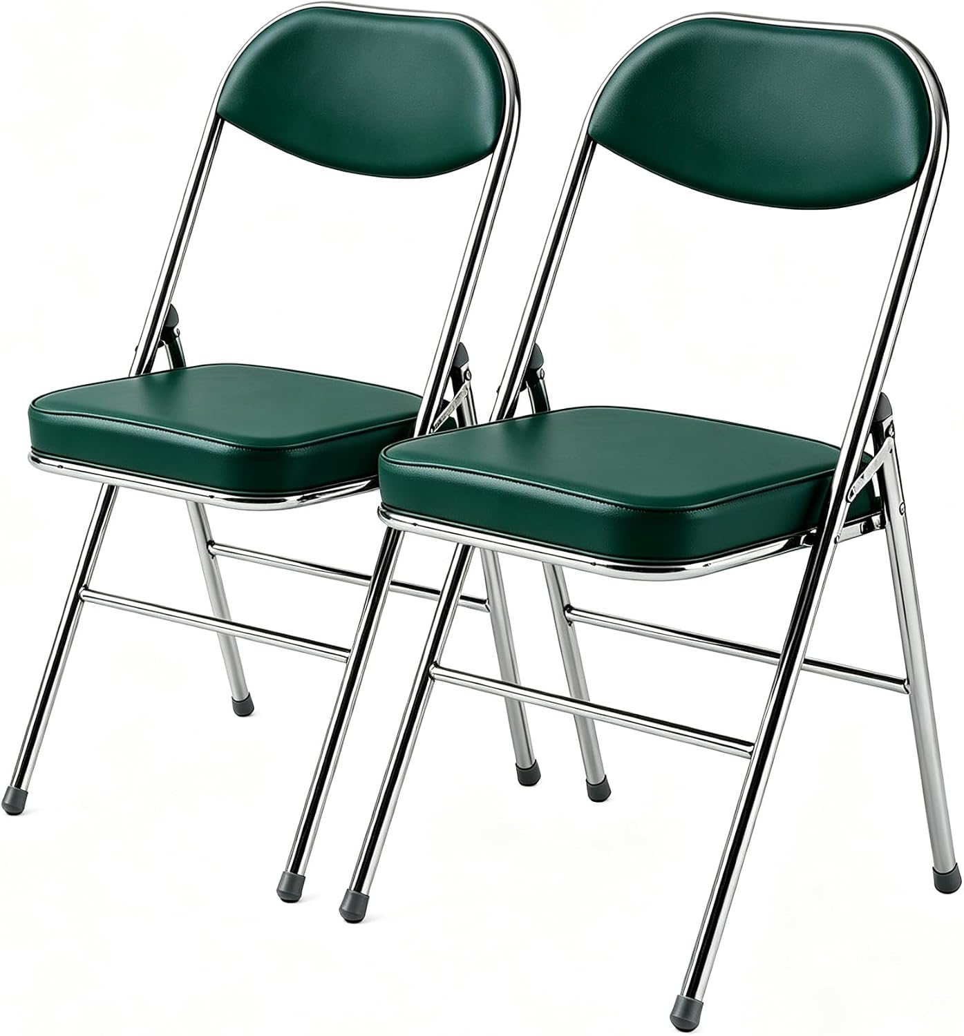 Green Folding Chair with Soft Cushion, Metal Frame, 4piece