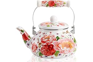 DEAYOU Enamel Tea Kettle: 2.6 Quart Porcelain Tea Pot for Hot Water