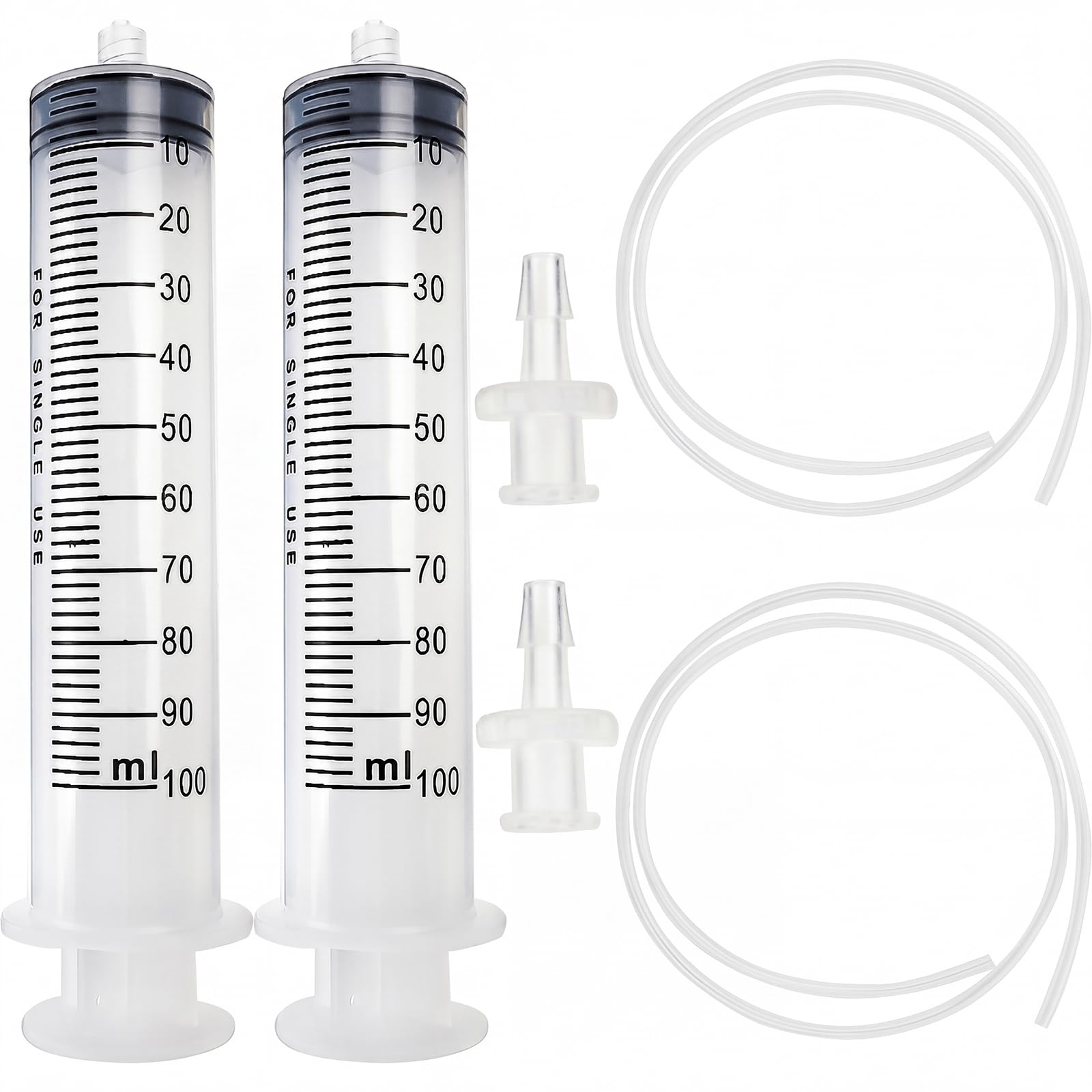 DEPEPE 2pcs 100ml Large Plastic Syringe with 2pcs 47inch Handy Plastic Tubing and Luer Connections for Scientific Labs, Measuring, Watering, Refilling, Filtration, Feeding-image-12