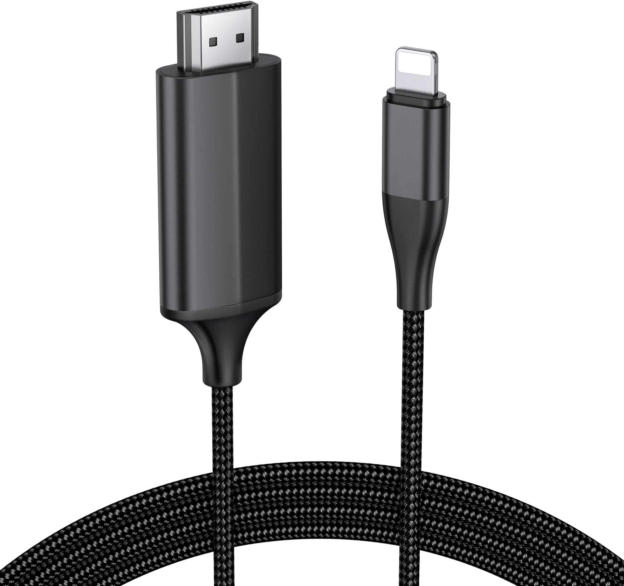 lulaven HDMI Cable for iPhone to TV, Lighting to HDMI Adapter Connector Compatible with iPhone14, 13, 12, 11 & YouTube TV Output with 1080P HD Display, Just Plug and Play (6.6FT, Black)