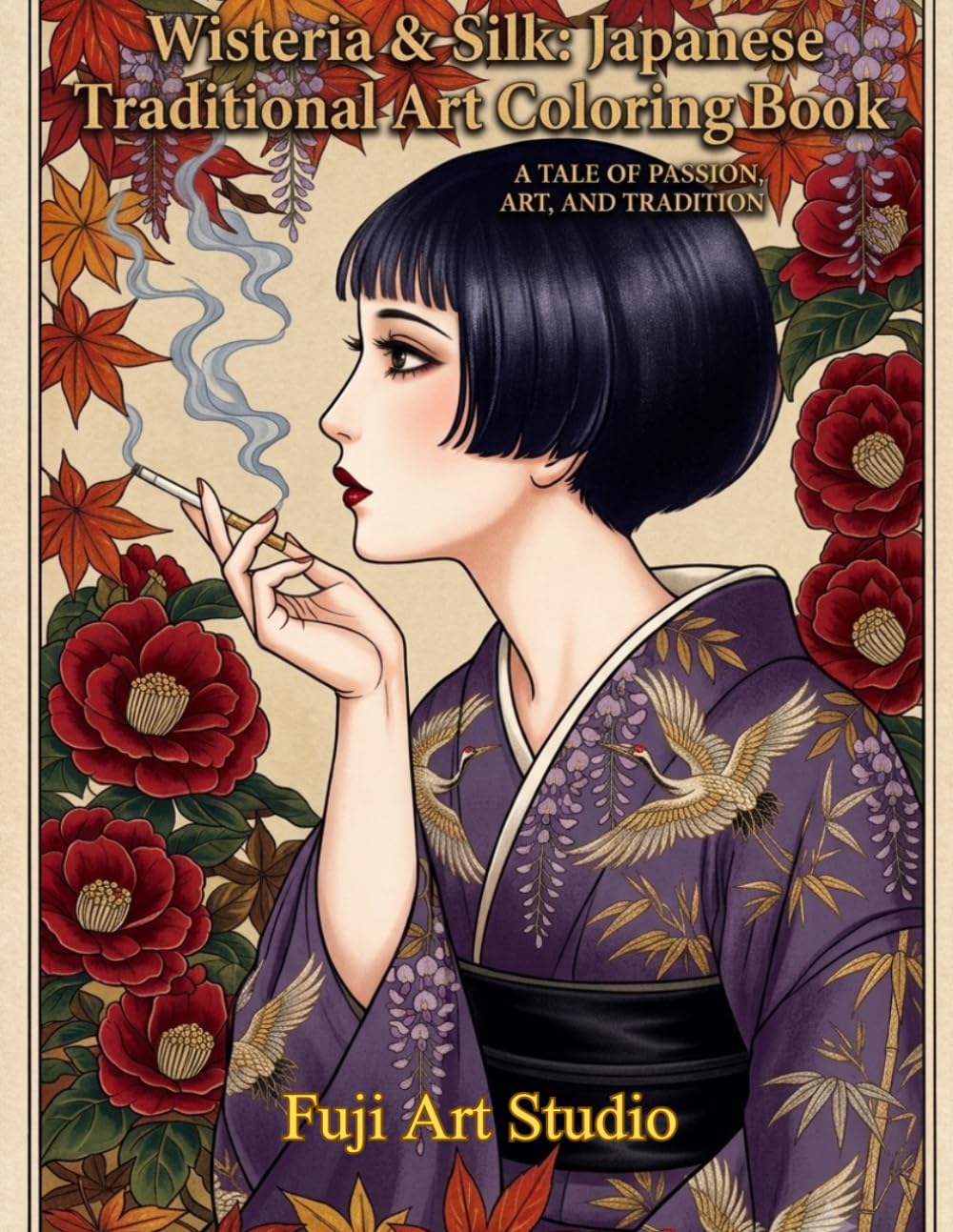 Wisteria & Silk: Japanese Traditional Art Coloring Book: An Elegant Collection of Japanese Traditional Motifs