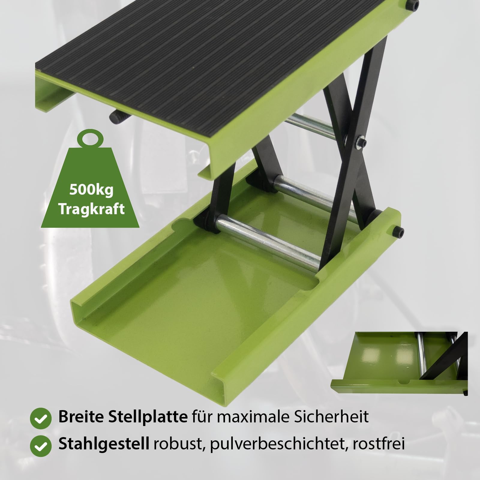 TRUTZHOLM Motorradheber höhenverstellbar 95-370mm bis 500 kg Traglast Scherenheber Montagebock Fahrradreparatur Scherenheber für die Motorradwartung Hubtisch mit Gummipolster
