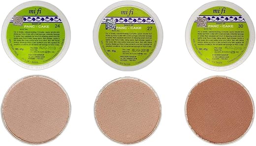Pmw - Mifi Pancake Foundation, Pack of 3 Different Shades, Classical Dance Makeup, No. 24, 27, 30