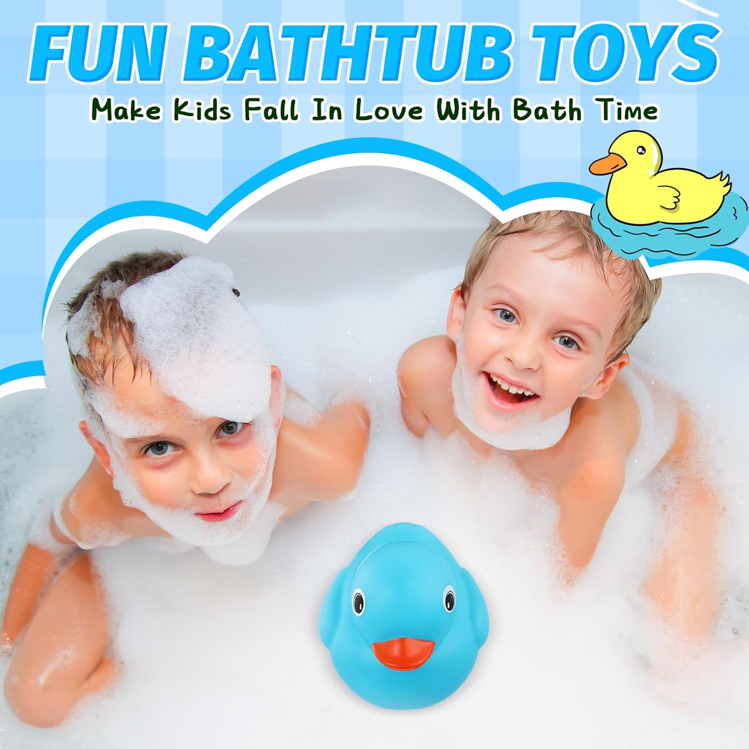 Honoson 6.89 Inch Giant Rubber Duck Big Rubber Duck Large Duckling Bath Toy with Squeaky Sound for Summer Baby Shower Birthday Party Favor Gift(Blue)