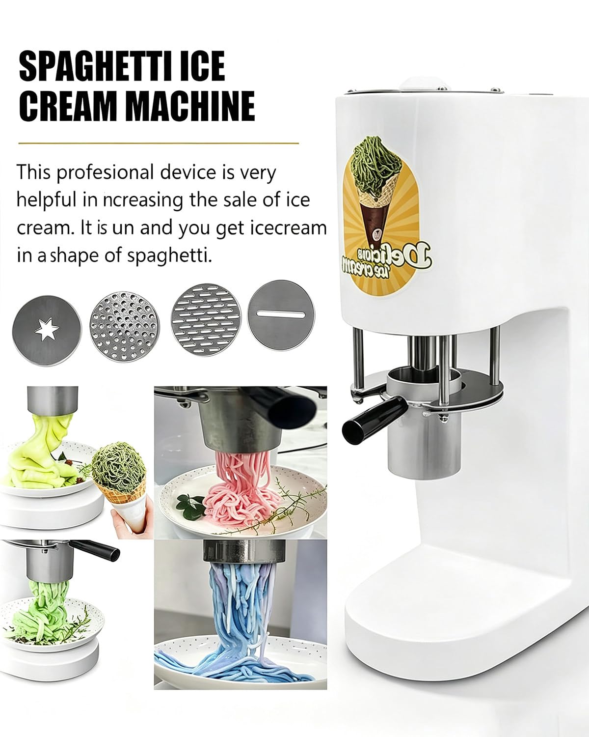 Heladera profesional Soft Serve, Máquina de Helados Comercial 80W White