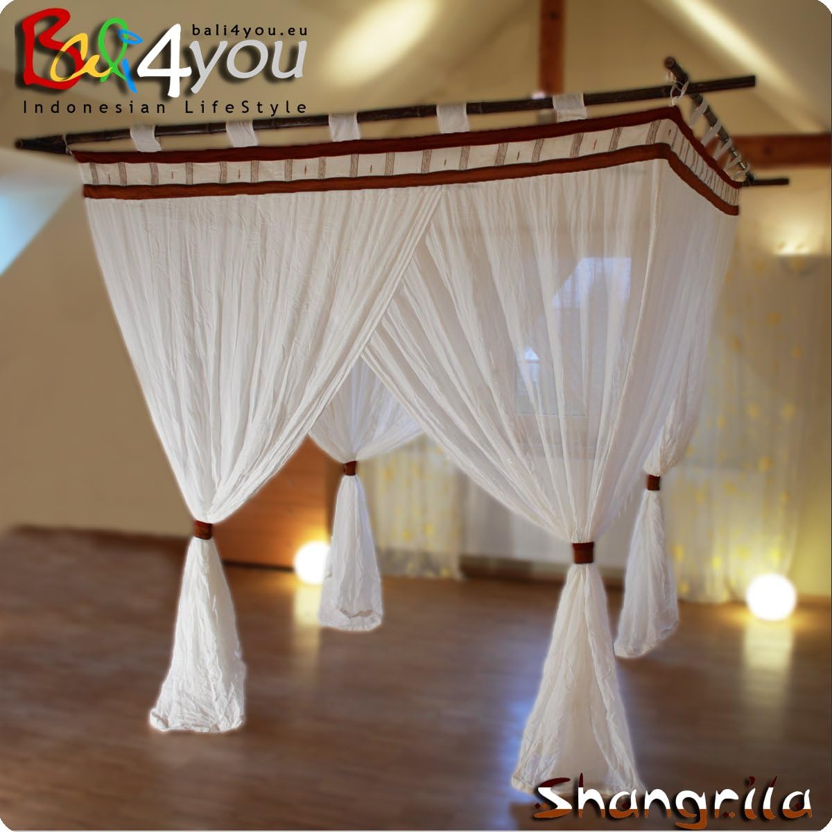 Bali Baldachin Mosquito Net Shangrila 160x200 (63"x78") incl. 4 tassles Bed Canopy