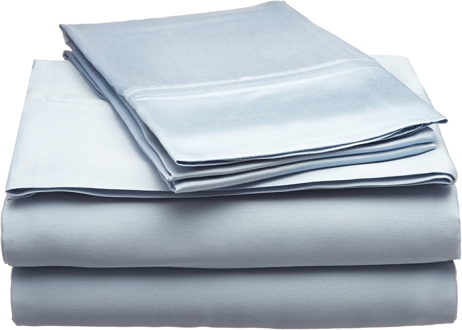 SuperiorModal from Beechwood 300 Thread Bed Sheet Set, 1 Elastic Deep Pocket Fitted Sheet, 1 Flat Sheet, 2 Pillowcases, Soft Cool Sheets, Sateen Weave, Bedding Essentials, King, Light Blue