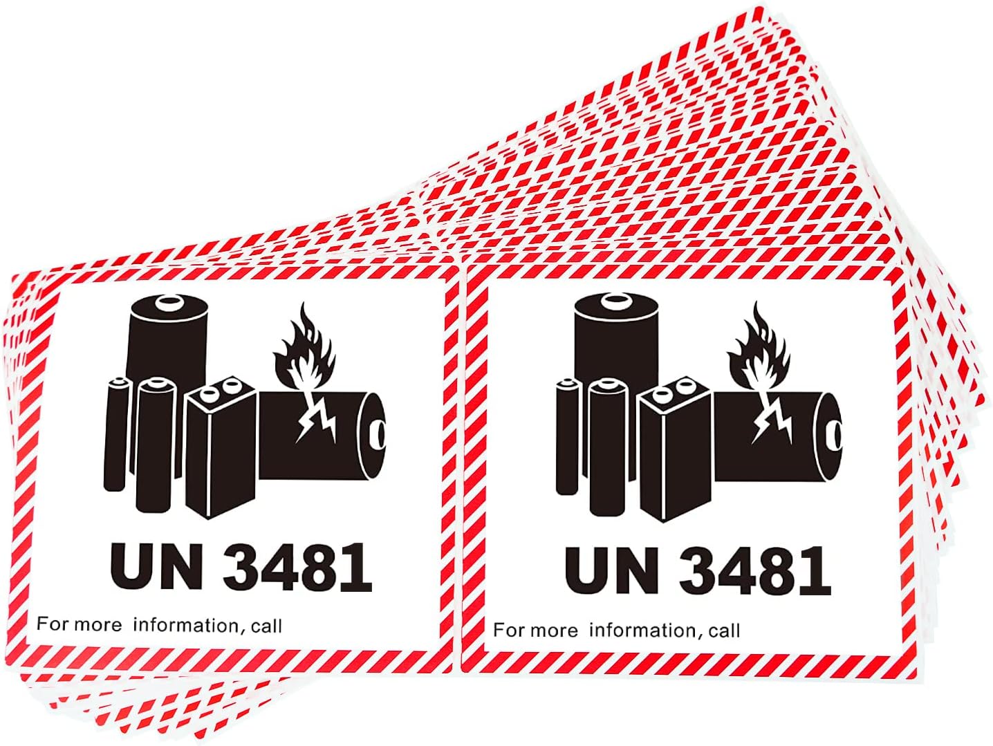 UN3481 110 x 120 mm Lithium-Ion Battery Transport Warning Self-Adhesive 20 Stickers