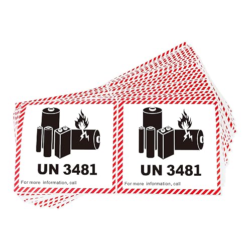 50 x UN3481 Lithium Ion Battery Transport Caution Warning Labels