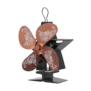 Fireplace Fan, High Temperature Resistant 50?-340? Fireplace Heat Fan 4 Blades Aluminum Alloy for Indoor for Living Room for Home(Bronze)