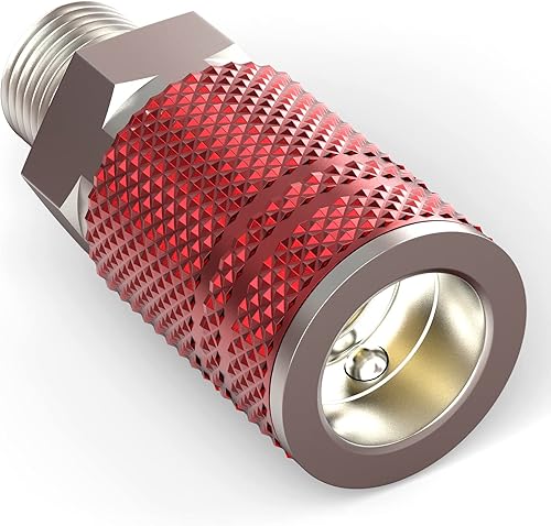 Miniatura 6 de GASHER Acoplador industrial macho rojo de 14 pulgadas, 12 unidades, tamaño de rosca macho NPT de 14 pulgadas, acoplador de aire de conexión rápida