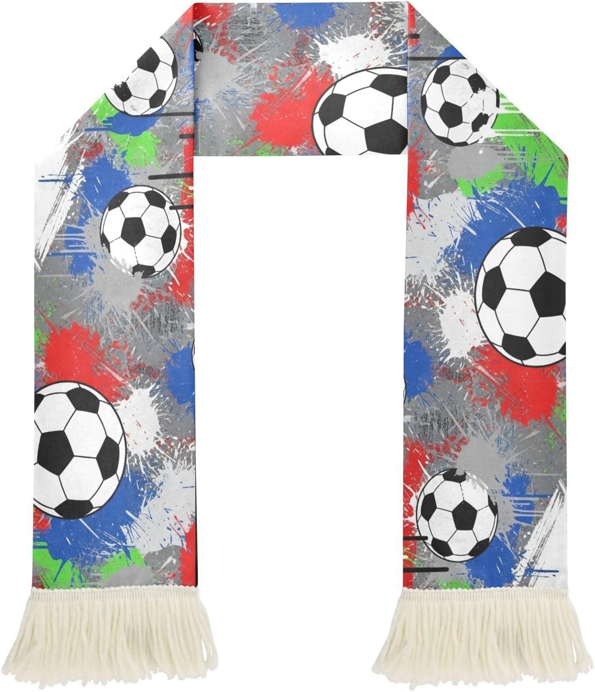 CHIFIGNO Soccer Grunge Sports Fan Scarf Towel, Soft Polyester Sweat Wicking Rally Towel for Soccer Fans, Quick Dry Cheering Scarf