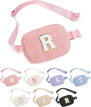 YOOLIFE Initial Crossbody Bag - Monogrammed Fanny Pack Belt Bag Purse for Teens, Gifts for Daughter, Sister - Pink