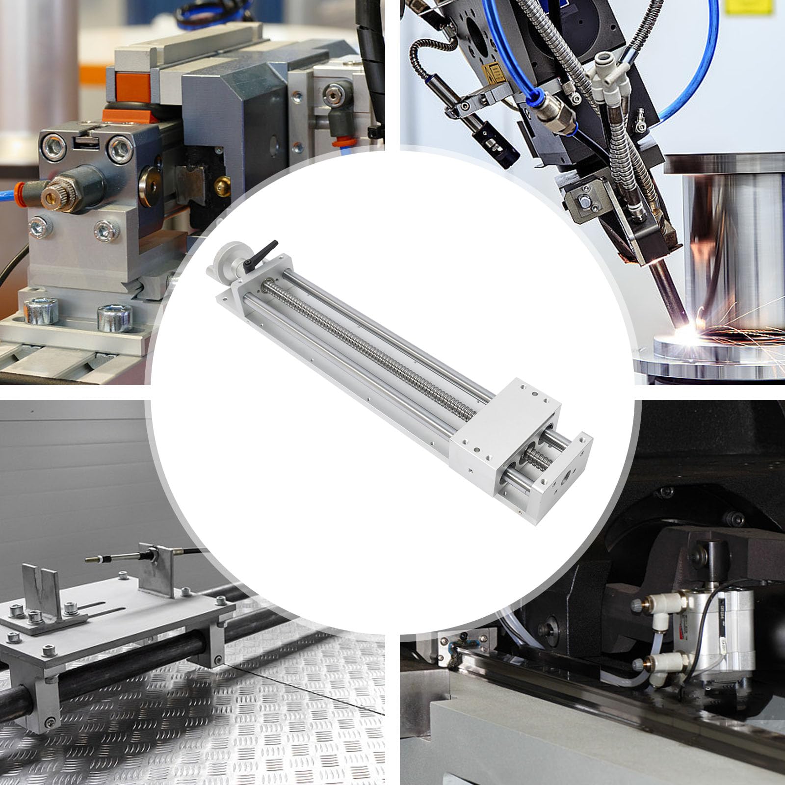 FXEIPOL Manual Linear Rail Stage 400MM Linear Stage Actuator Sliding Table Ballscrew with Hand Wheel Manual Sliding Table for CNC Routers, Lathes, Machine Tools