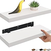 Vista 23 de Ballucci Estante flotante, estante de pared de madera de 36 pulgadas con soportes invisibles para baño, sala de estar, dormitorio, cocina, Negro