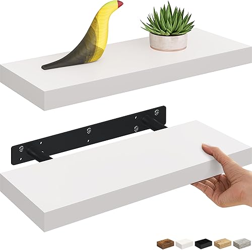 Miniatura 23 de Ballucci Estante flotante, estante de pared de madera de 36 pulgadas con soportes invisibles para baño, sala de estar, dormitorio, cocina, Negro