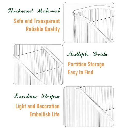 Miniatura 7 de Organizador de brochas de maquillaje transparente para tocador, organizador de encimera de baño, 6 tazas, organizador de artículos de tocador,