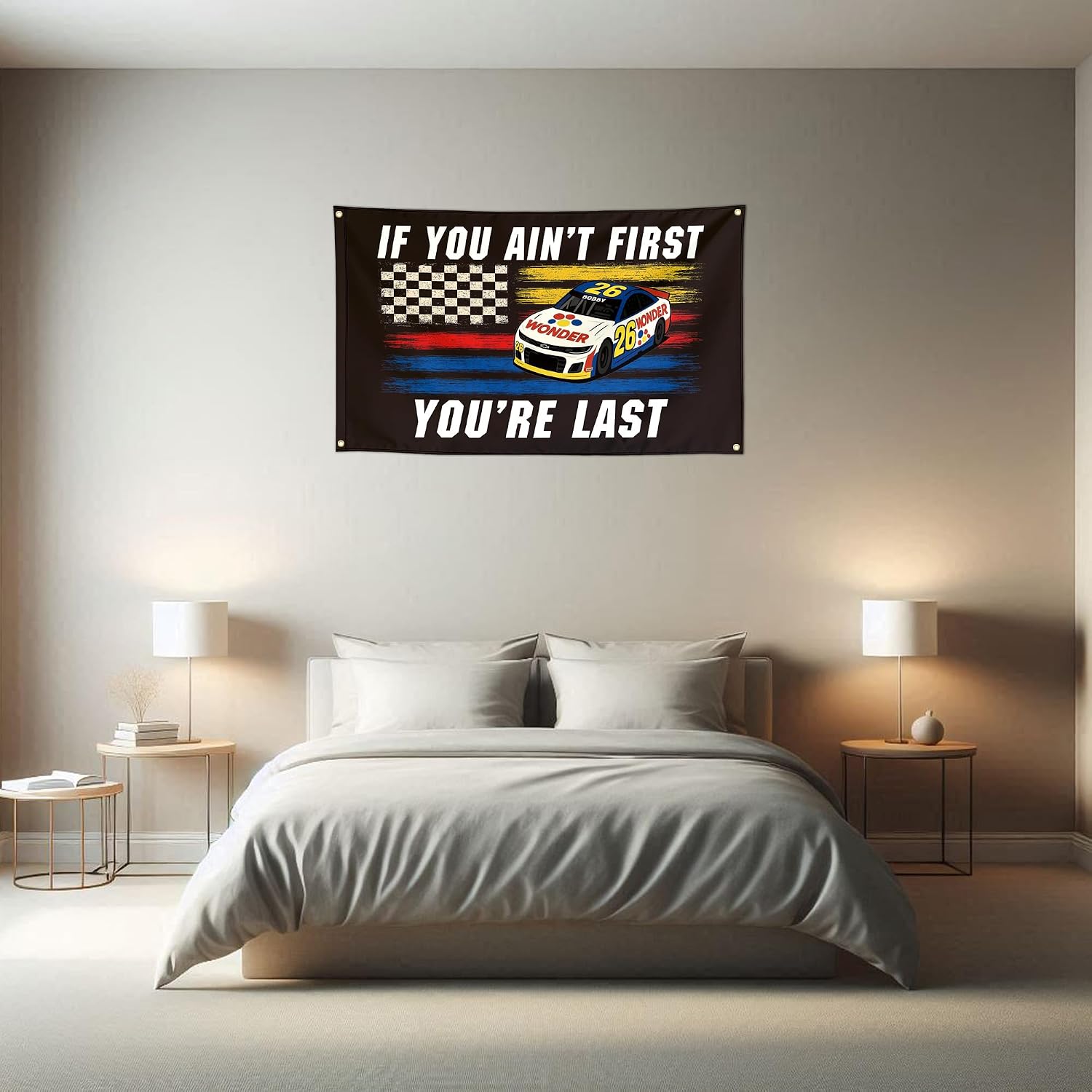 If You Ain't First You Are Last Funny Inspirational Flags Cool Motivational Meme Flags Banner 3x5 FT Room Guys Girls College Dorm Bedroom Frat Man Cave Wall Hangings Black image 5
