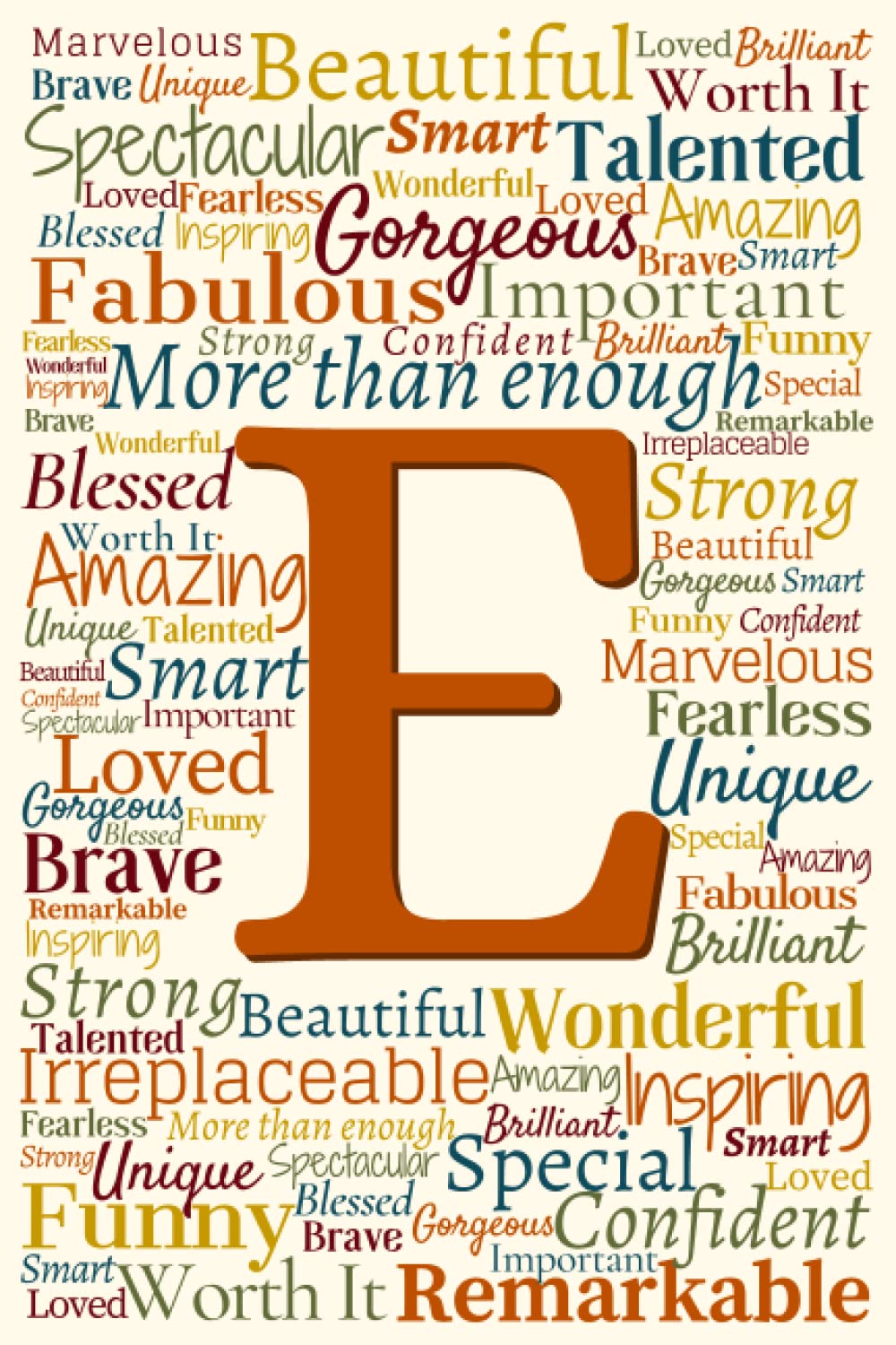 E: Monogram Initial E Notebook for Women, Fall Color Affirmations