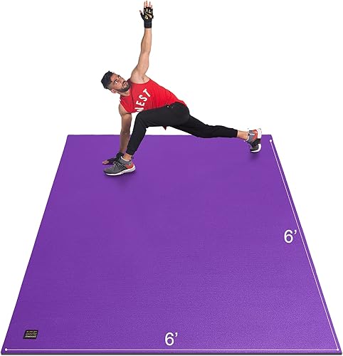 Miniatura 1 de GXMMAT Large Exercise Mat 6'x6'x7mm, Workout Mats for Home Gym Flooring, Extra Wide and Thick Durable Cardio Mat, High Density Non Slip Fitness Mat