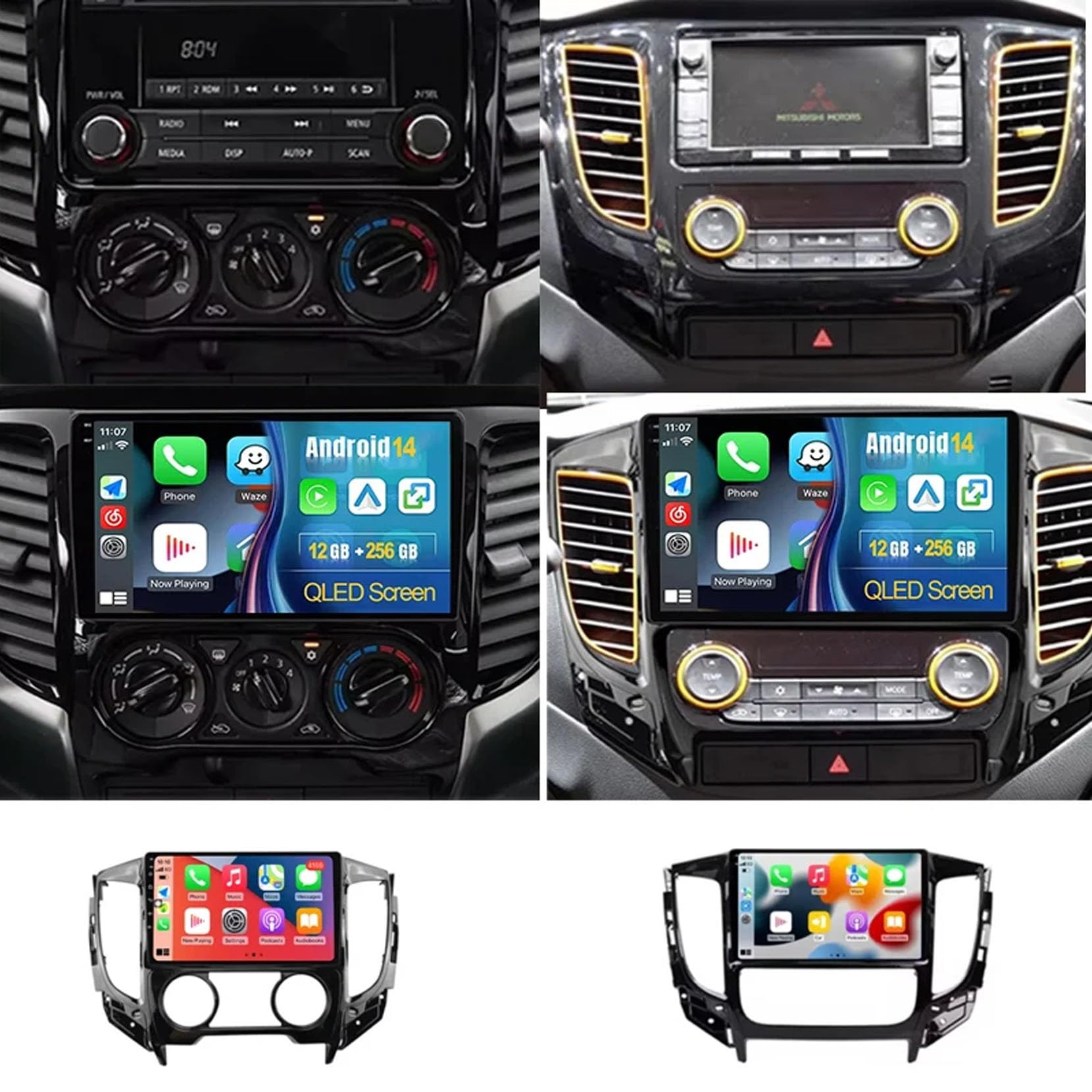 9 Zoll Doppel Din Android 15 Autoradio,für Mitsubishi L200 5 2015-2019,mit CarPlay Rückfahrkamera Lenkradsteuerung Bluetooth GPS Navigation FM Digitalradio WiFi(C3 4+64G)