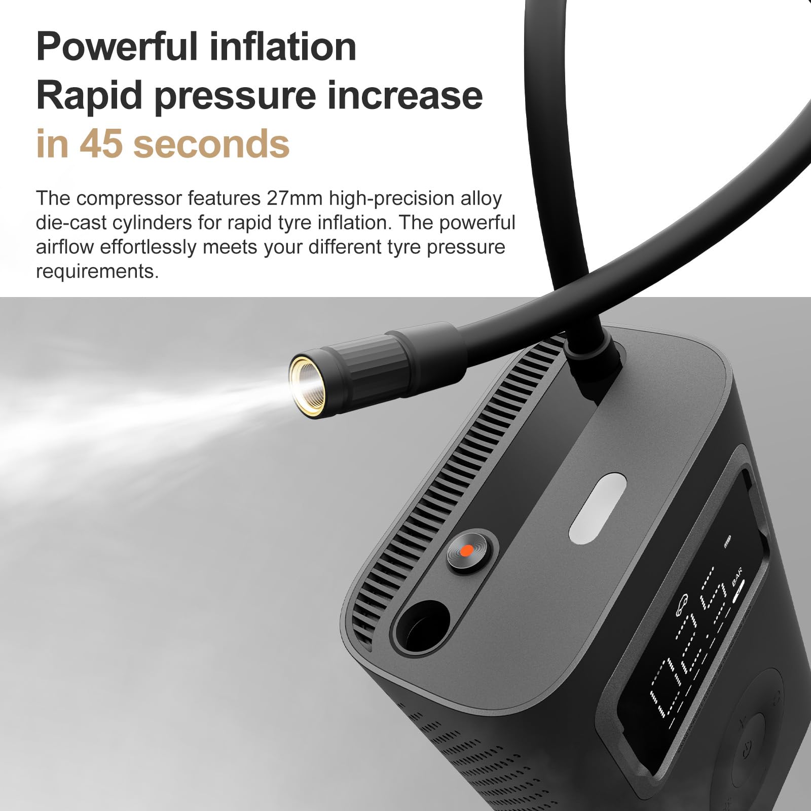 XIAOMI Mi Compresseur à Air 2 Pro, Batterie 2500 mAh, 150 PSI, Arrêt Automatique, Détection Pression, USB-C – Idéal pour Voiture, Vélo, Moto, Trottinette & Ballons